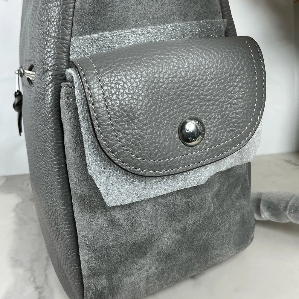 Coach Pennie Heather Gray Leather Hobo Hand Shoulder Bag Suede‎ NWT